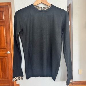 Vila Milano Black Sweater with Animal Print Accents